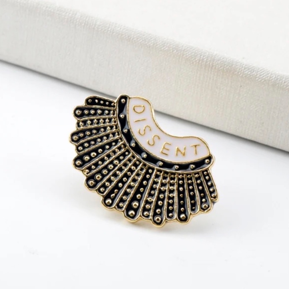 RBG Supreme Court Dissent Collar Ruth Bader Ginsburg Gold Enamel Pin